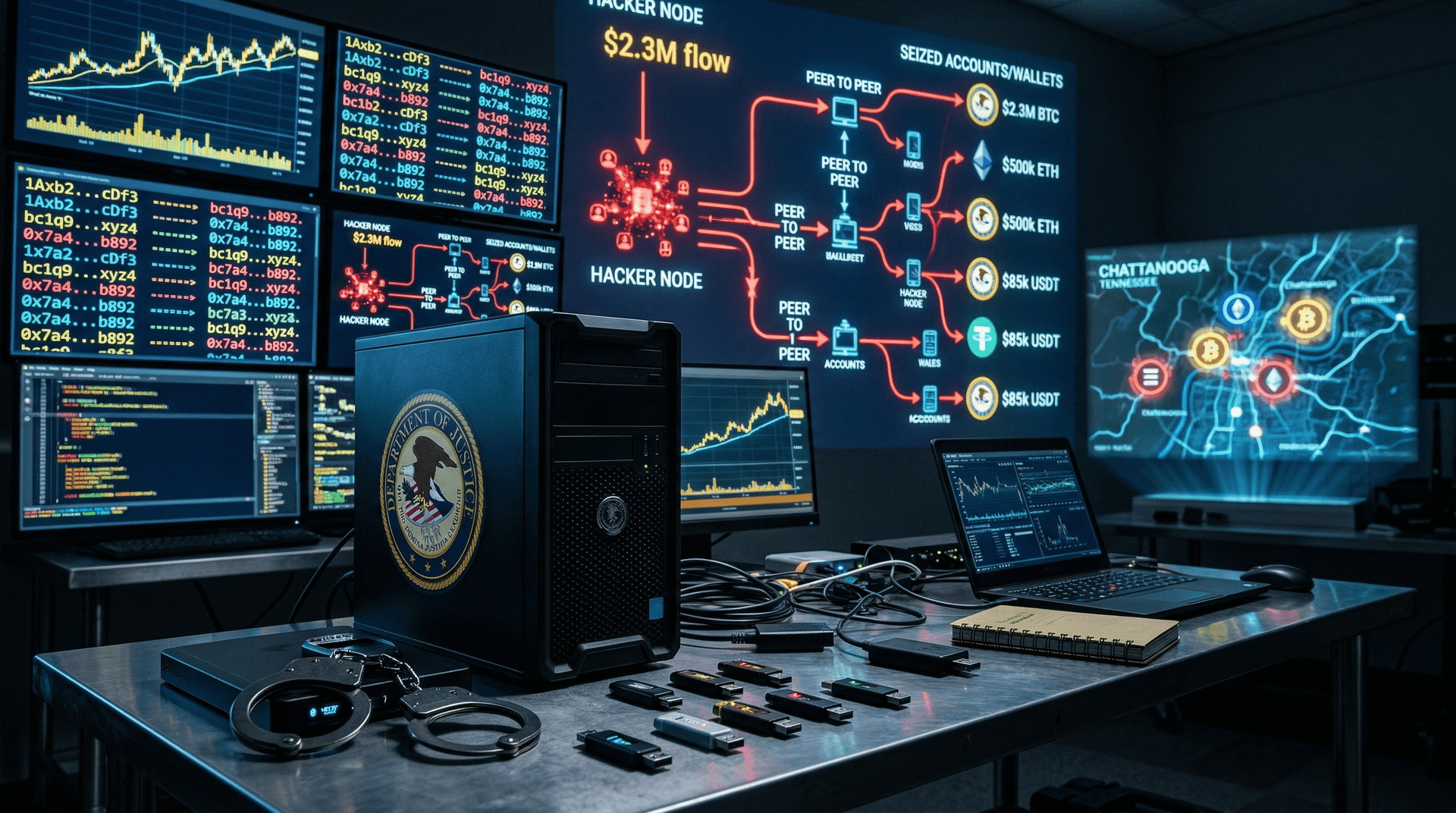 DOJ Busts Chattanooga Crypto Money Laundering Ring, Seizes $2.3M