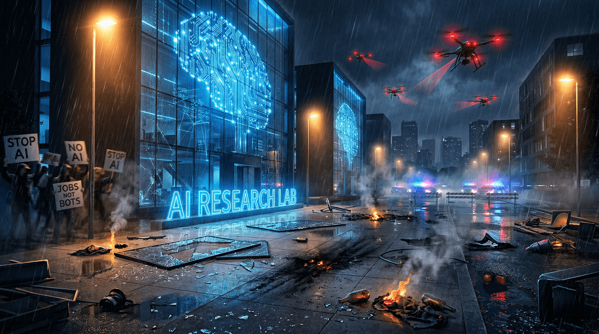 AI Fire-Bombing Attacks Alarm Tech Titans, Fear Index Hits 23