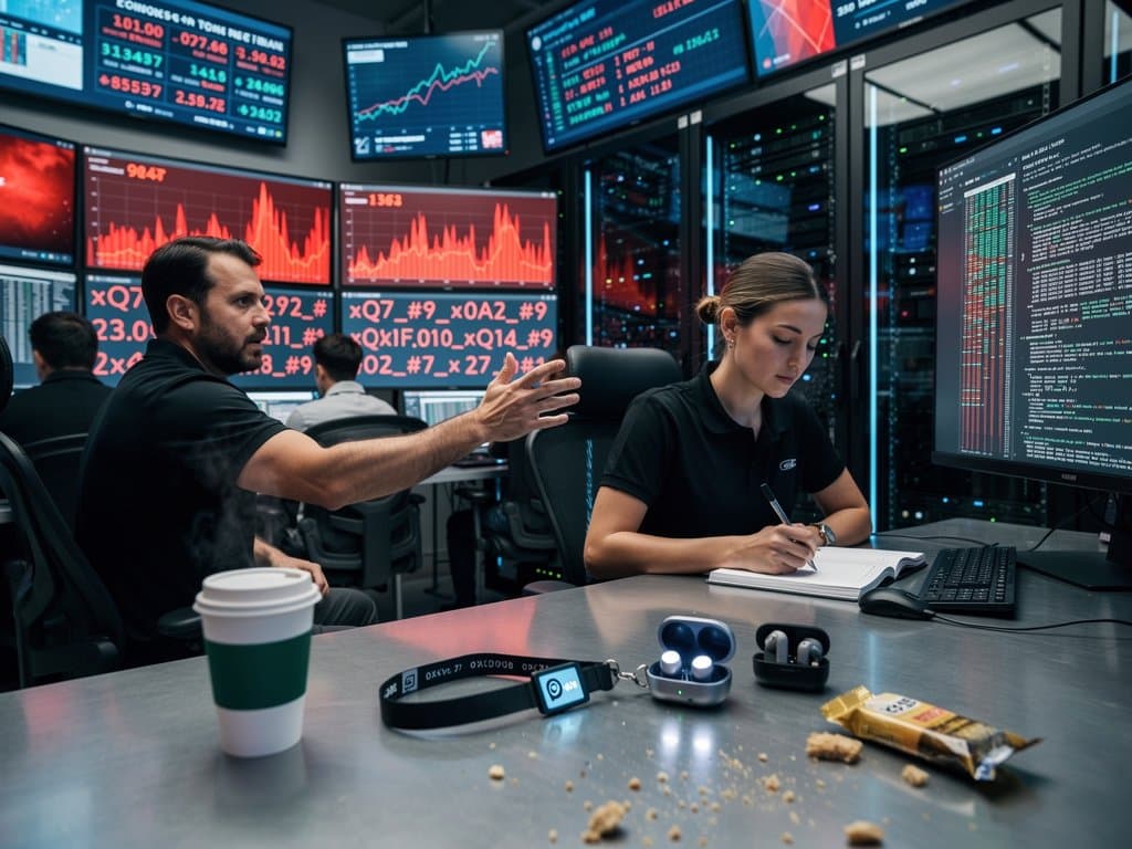 Cyber dashboard alerts on Firebase API breach with spiking costs and crypto fear graphs in fintech ops center