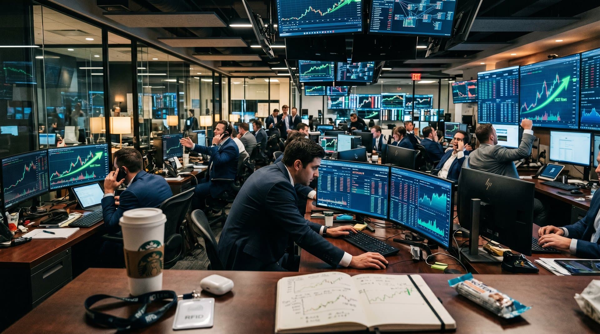 Dynamic trading screens showing Drift DeFi recovery charts, USDT bailout flows, and BTC at $77K amid Solana blockchain visuals