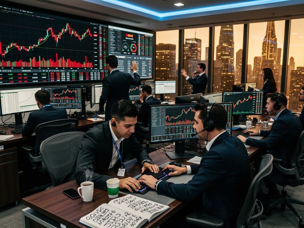 Traders monitor crashing RAVE crypto charts and red market data on screens amid Fear & Greed Index at 27